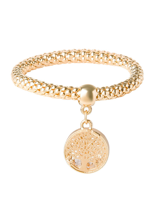CZ Studded Gold Plated Designer Stylish and Latest Tree of Life Charm Bracelet for Girls & Women (MD_3254_G)