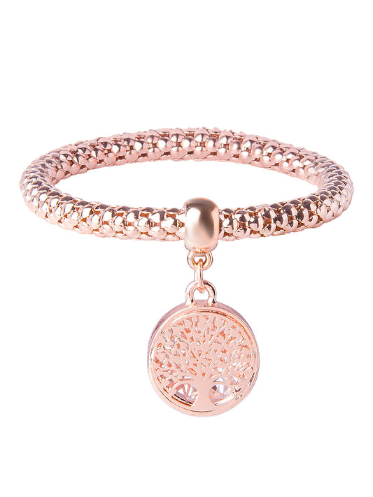 CZ Studded Rose Gold Plated Designer Stylish and Latest Tree of Life Charm Bracelet for Girls & Women (MD_3254_RG)
