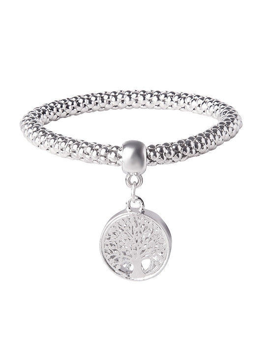 CZ Studded Silver Plated Designer Stylish and Latest Tree of Life Charm Bracelet for Girls & Women (MD_3254_S)