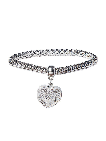 CZ Studded Silver Plated Designer Stylish and Latest Tree of Life & Heart Charm Bracelet for Girls & Women (MD_3255_S)