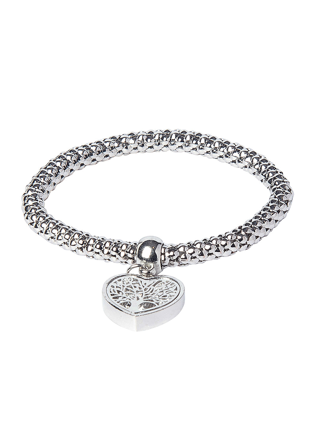CZ Studded Silver Plated Designer Stylish and Latest Tree of Life & Heart Charm Bracelet for Girls & Women (MD_3255_S)