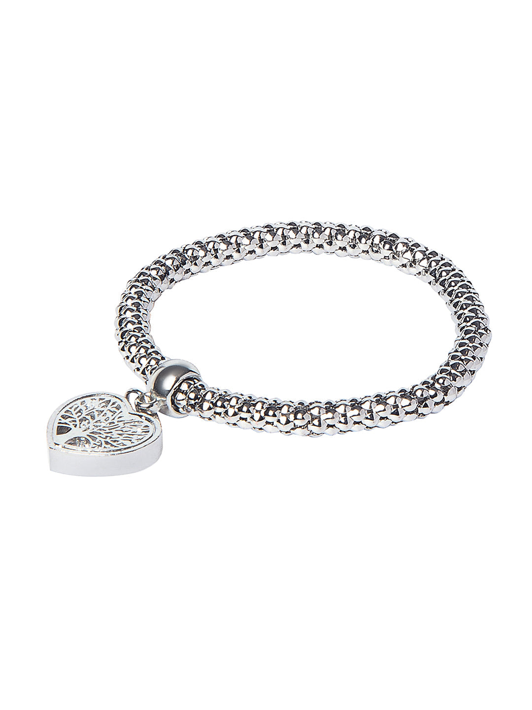 CZ Studded Silver Plated Designer Stylish and Latest Tree of Life & Heart Charm Bracelet for Girls & Women (MD_3255_S)