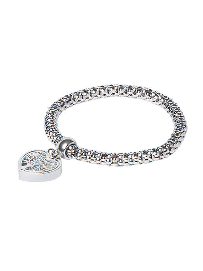 CZ Studded Silver Plated Designer Stylish and Latest Tree of Life & Heart Charm Bracelet for Girls & Women (MD_3255_S)