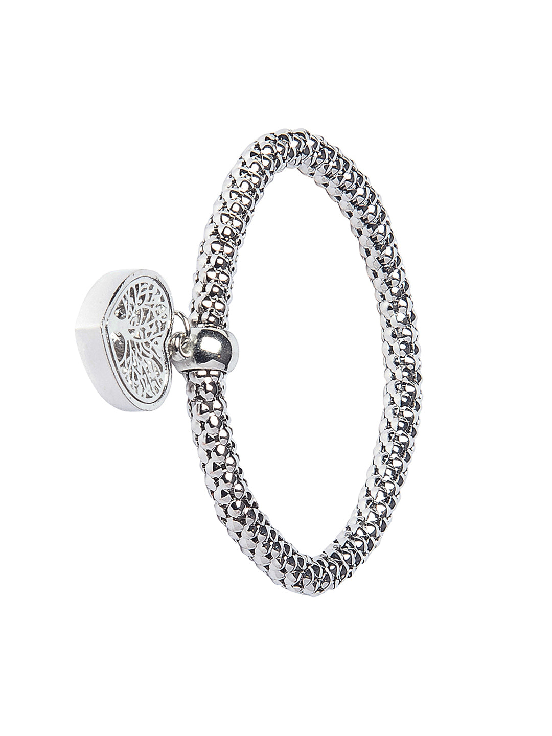 CZ Studded Silver Plated Designer Stylish and Latest Tree of Life & Heart Charm Bracelet for Girls & Women (MD_3255_S)