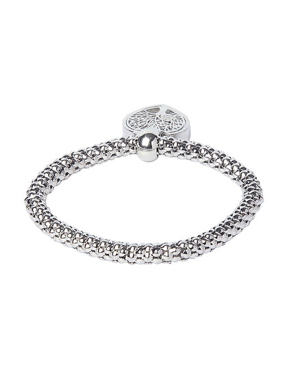 CZ Studded Silver Plated Designer Stylish and Latest Tree of Life & Heart Charm Bracelet for Girls & Women (MD_3255_S)