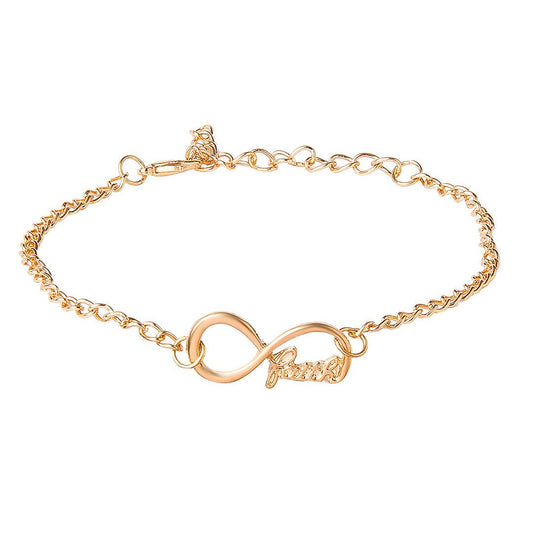 Gold Plated Stylish and Latest Designer Faith in Infinity Charm Bracelet for Girls & Women (MD_3256_G)