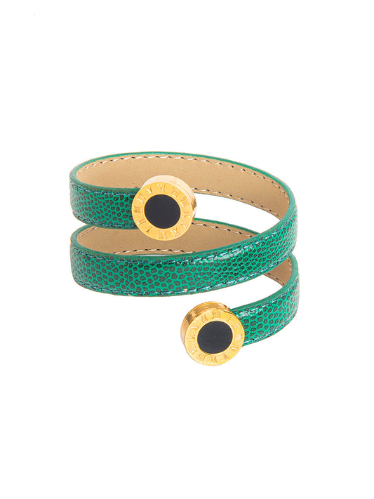 Designer Stylish Latest Leather Wraparound Layered Green Bracelet for Women MD_3260 (G)