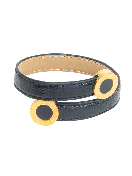 Designer Stylish Latest Leather Wraparound Layered Black Bracelet for Women MD_3261 (BK)