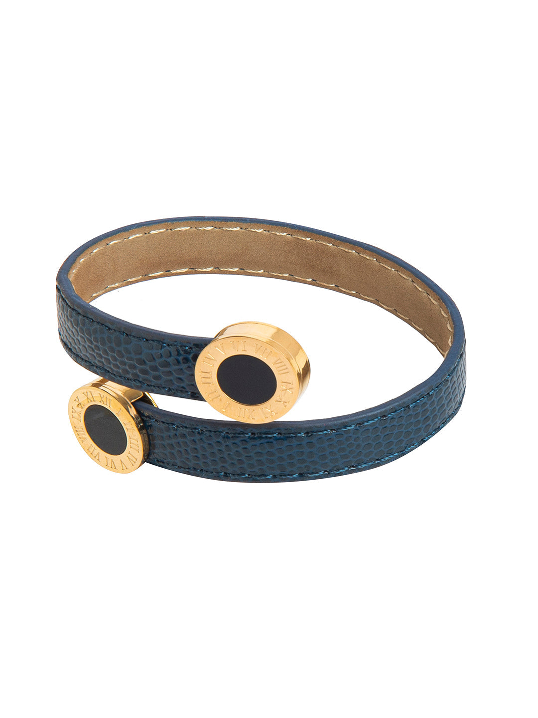 Designer Stylish Latest Leather Wraparound Layered Blue Bracelet for Women MD_3261 (BL)