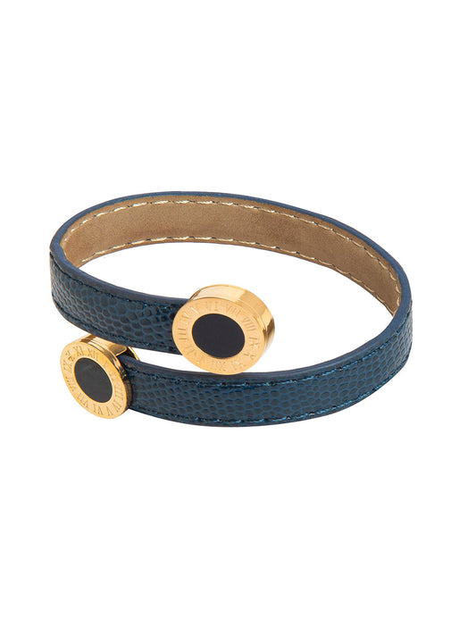 Designer Stylish Latest Leather Wraparound Layered Blue Bracelet for Women MD_3261 (BL)