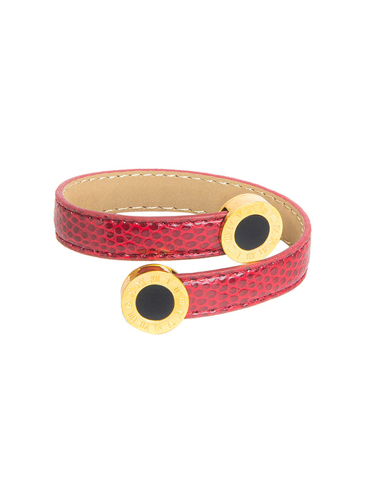 Designer Stylish Latest  Leather Wraparound Layered Red Bracelet for Women MD_3261 (R)