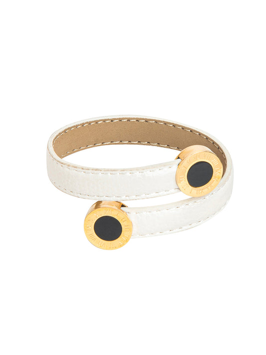 Designer Stylish Latest  Leather Wraparound Layered White Bracelet for Women MD_3261 (W)