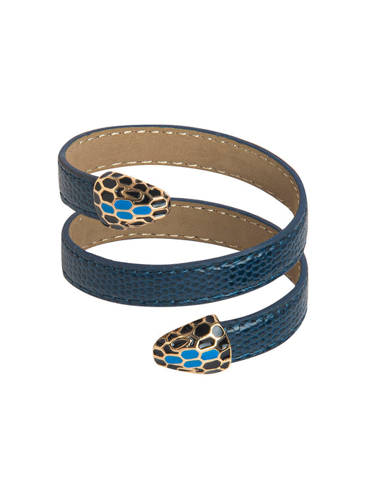 Designer Stylish Latest Leather Serpent Wraparound Layered Blue Bracelet for Women MD_3262 (BL)