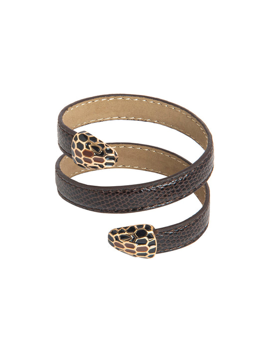 Designer Stylish Latest Leather Serpent Wraparound Layered Brown Bracelet for Women MD_3262 (BR)