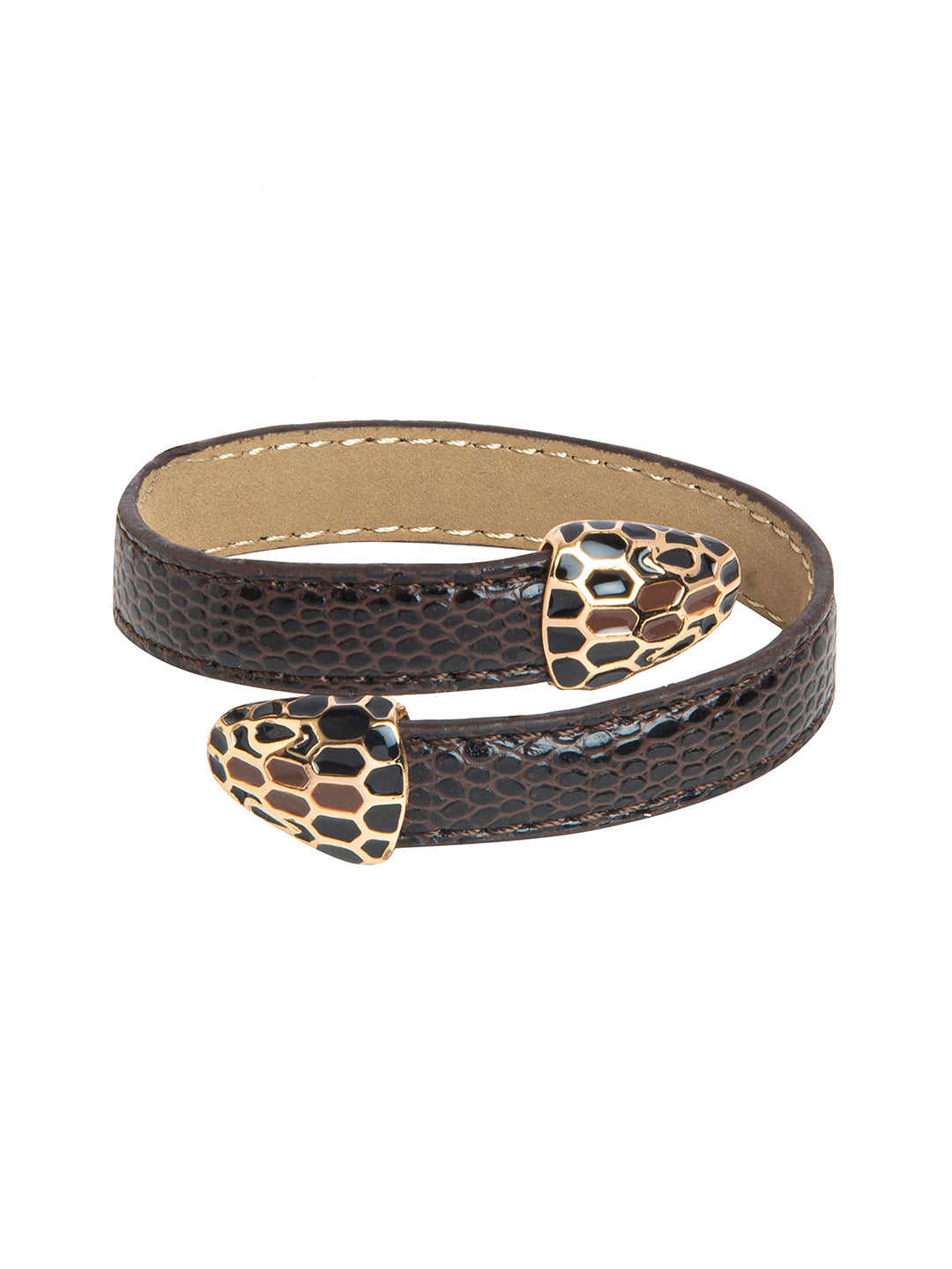 Designer Stylish Latest Leather Serpent Wraparound Layered Brow Bracelet for Women MD_3263 (BR)