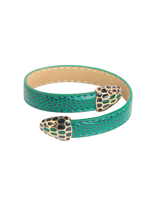 Designer Stylish Latest Leather Serpent Wraparound Layered Green Bracelet for Women MD_3263 (G)