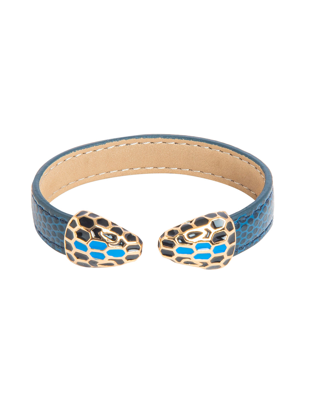 Designer Stylish Latest Leather Serpent Wraparound Layered Blue Bracelet for Women MD_3264 (BL)