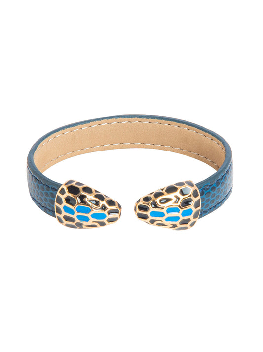 Designer Stylish Latest Leather Serpent Wraparound Layered Blue Bracelet for Women MD_3264 (BL)
