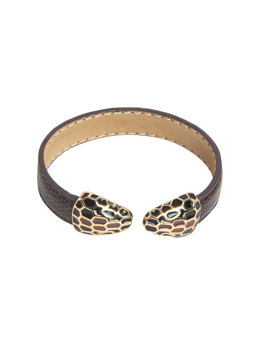 Designer Stylish Latest Leather Serpent Wraparound Layered Brown Bracelet for Women MD_3264 (BR)
