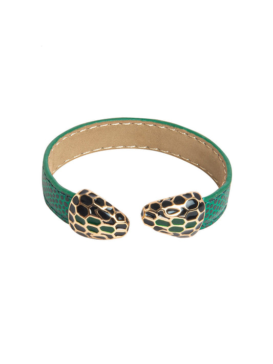 Designer Stylish Latest Leather Serpent Wraparound Layered Green Bracelet for Women MD_3264 (G)