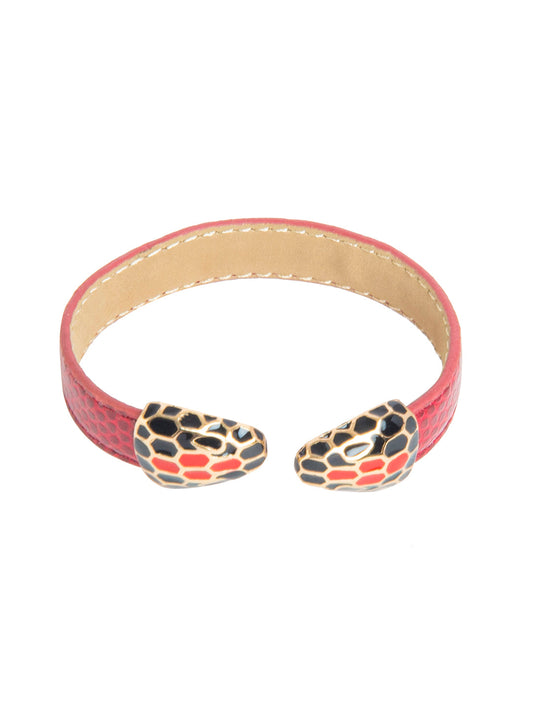 Designer Stylish Latest Leather Serpent Wraparound Layered Red Bracelet for Women MD_3264 (R)