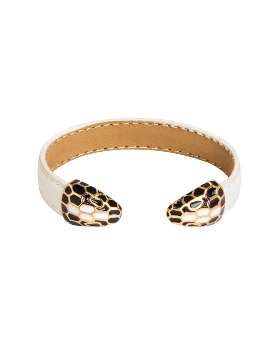 Designer Stylish Latest Leather Serpent Wraparound Layered White Bracelet for Women MD_3264 (W)