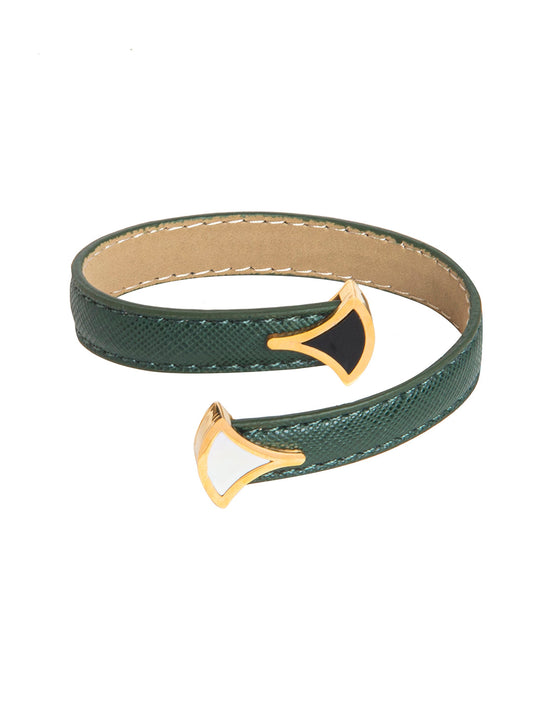 Designer Stylish Latest Leather  Wraparound Layered Green Bracelet for Women MD_3265(G)