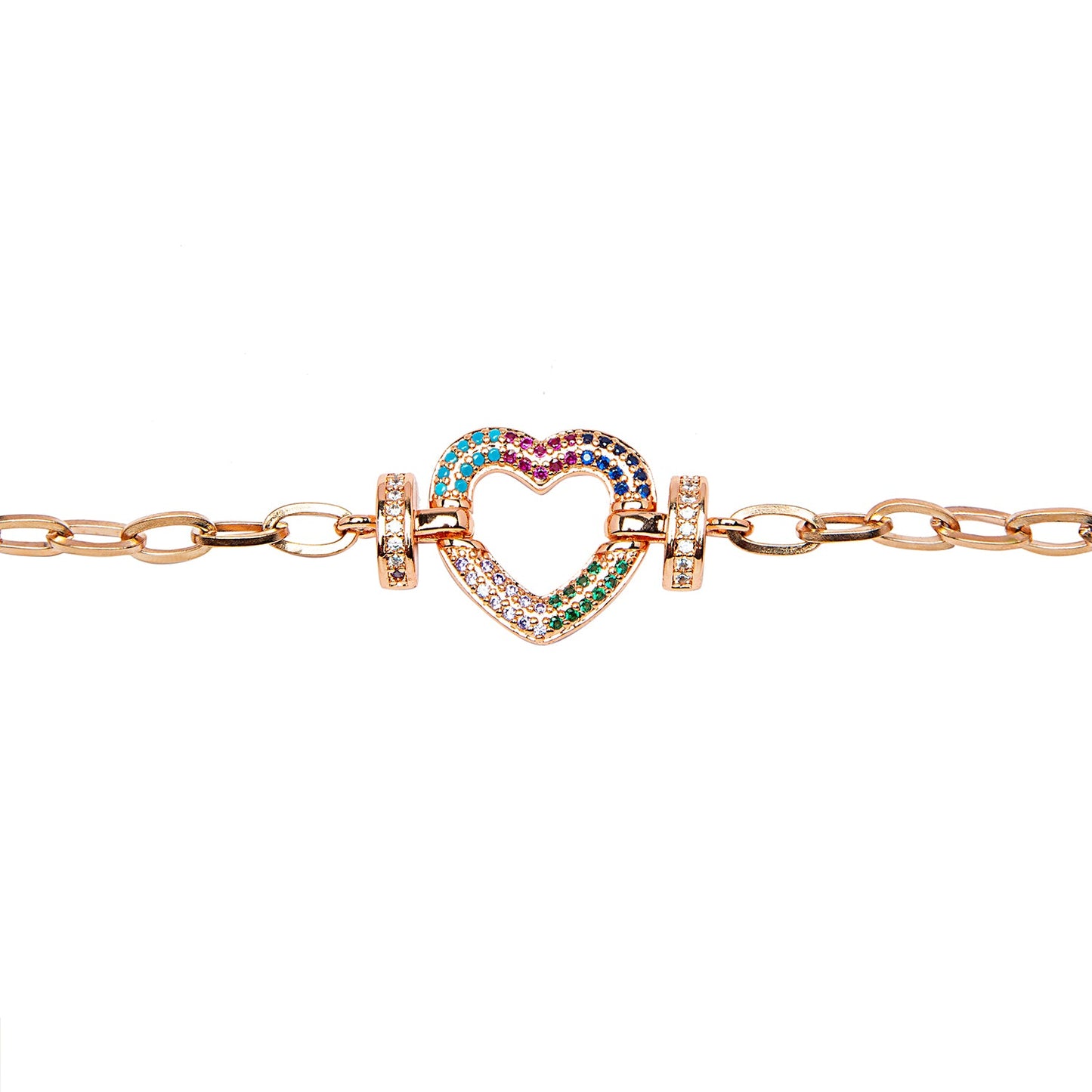CZ Studded RoseGold Plated Designer Stylish and Latest Charm Heart Bracelet for Girls & Women (MD_3266_RG)