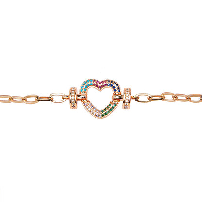 CZ Studded RoseGold Plated Designer Stylish and Latest Charm Heart Bracelet for Girls & Women (MD_3266_RG)