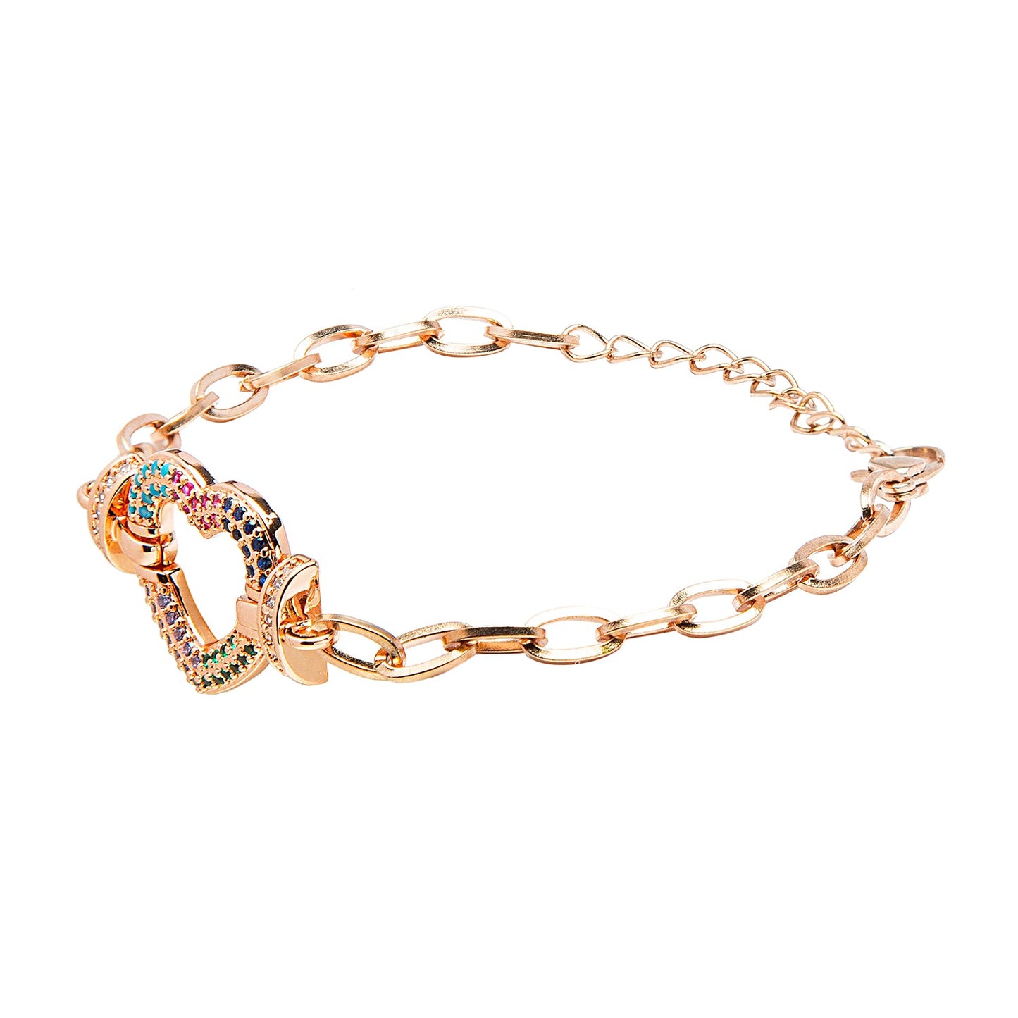 CZ Studded RoseGold Plated Designer Stylish and Latest Charm Heart Bracelet for Girls & Women (MD_3266_RG)