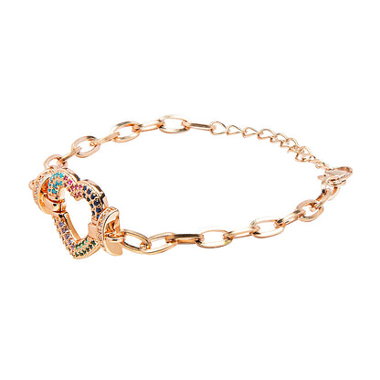 CZ Studded RoseGold Plated Designer Stylish and Latest Charm Heart Bracelet for Girls & Women (MD_3266_RG)