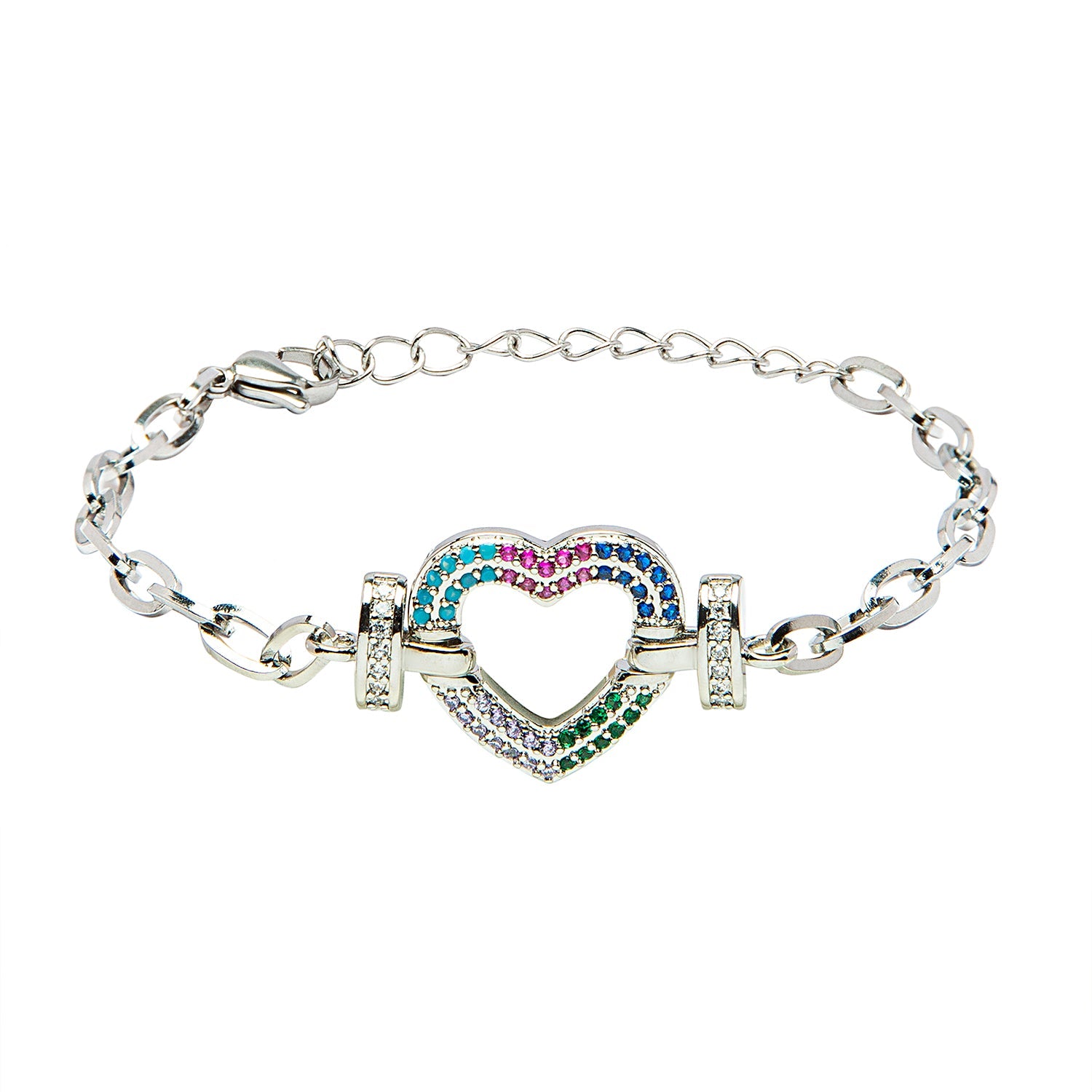 Ombré Rainbow Heart Stone Tennis Bracelet – Mordekai