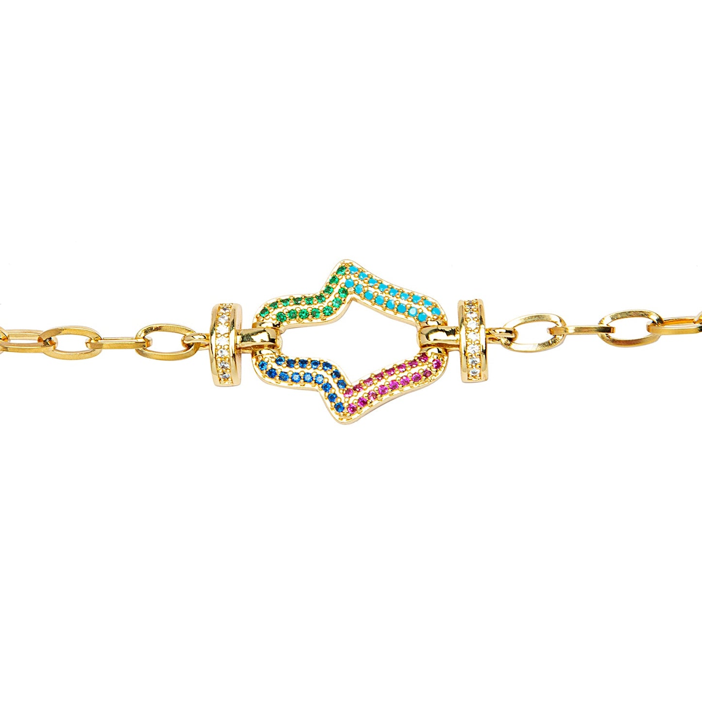 CZ Studded Gold Plated Designer Stylish and Latest Charm Hamsa Bracelet for Girls & Women (MD_3267_G)