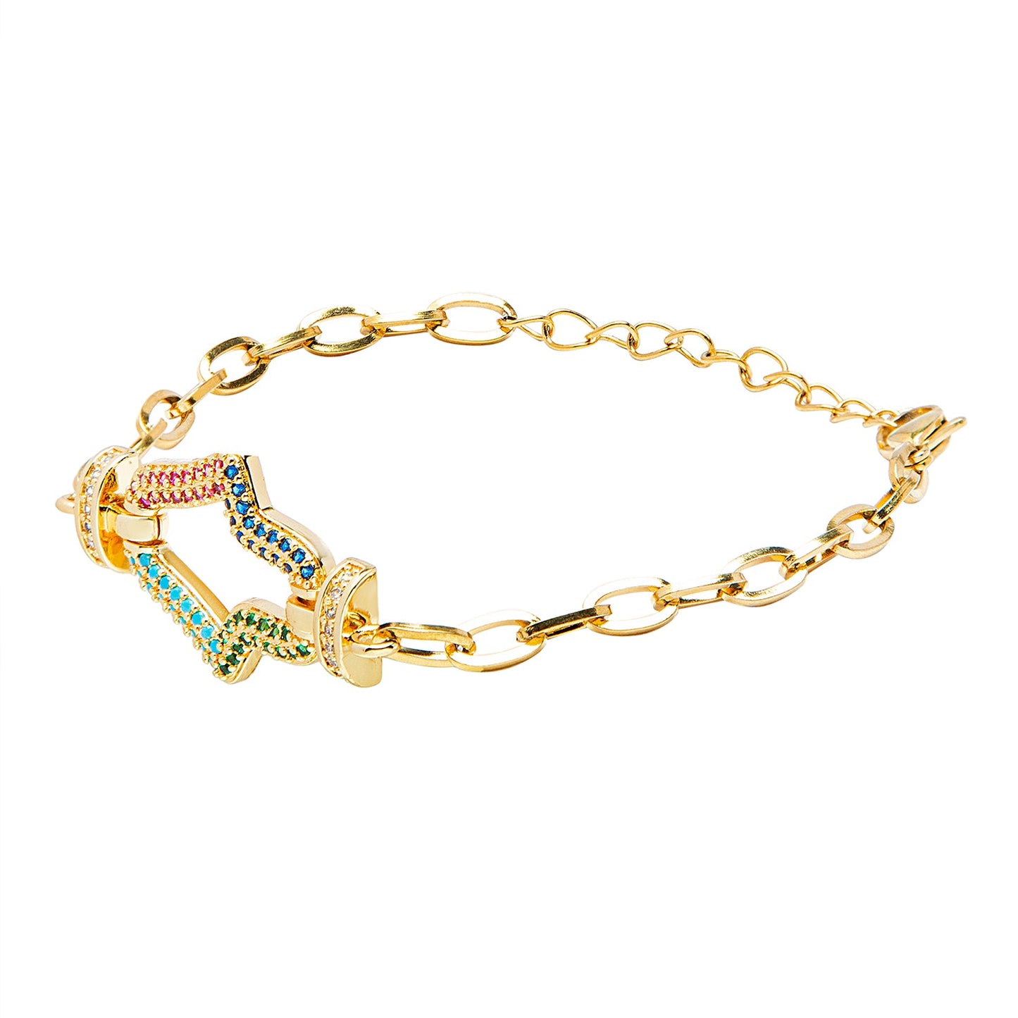 CZ Studded Gold Plated Designer Stylish and Latest Charm Hamsa Bracelet for Girls & Women (MD_3267_G)