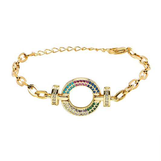 CZ Studded Gold Plated Designer Stylish and Latest Charm Bracelet for Girls & Women (MD_3268_G)