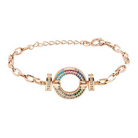 CZ Studded Rose Gold Plated Designer Stylish and Latest Charm Bracelet for Girls & Women (MD_3268_RG)