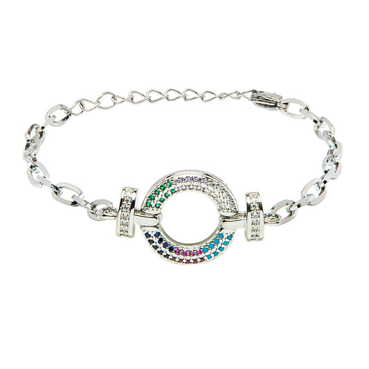 CZ Studded Silver Plated Designer Stylish and Latest Charm Bracelet for Girls & Women (MD_3268_S)