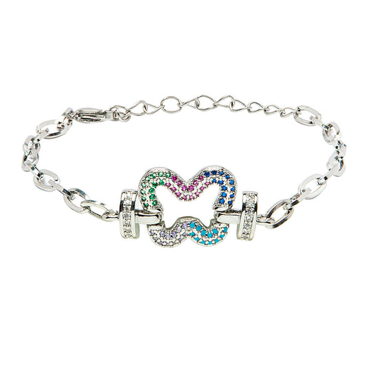 CZ Studded Silver Plated Designer Stylish and Latest Charm Butterfly Bracelet for Girls & Women (MD_3270_S)