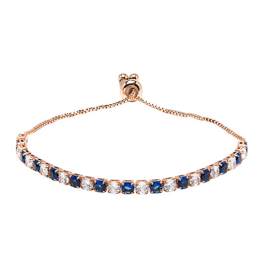 CZ Studded Rose Plated Designer Stylish and Latest Multicolour Adjustable Tennis Bracelet for Girls & Women (MD_3271_RG)