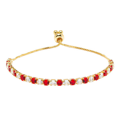 CZ Studded Gold Plated Designer Stylish and Latest Multicolour Adjustable Tennis Bracelet for Girls & Women (MD_3273_G)