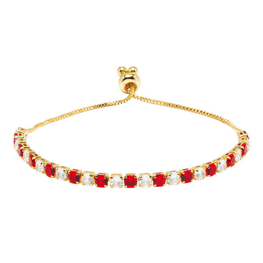 CZ Studded Gold Plated Designer Stylish and Latest Multicolour Adjustable Tennis Bracelet for Girls & Women (MD_3273_G)