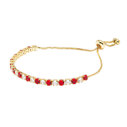 CZ Studded Gold Plated Designer Stylish and Latest Multicolour Adjustable Tennis Bracelet for Girls & Women (MD_3273_G)