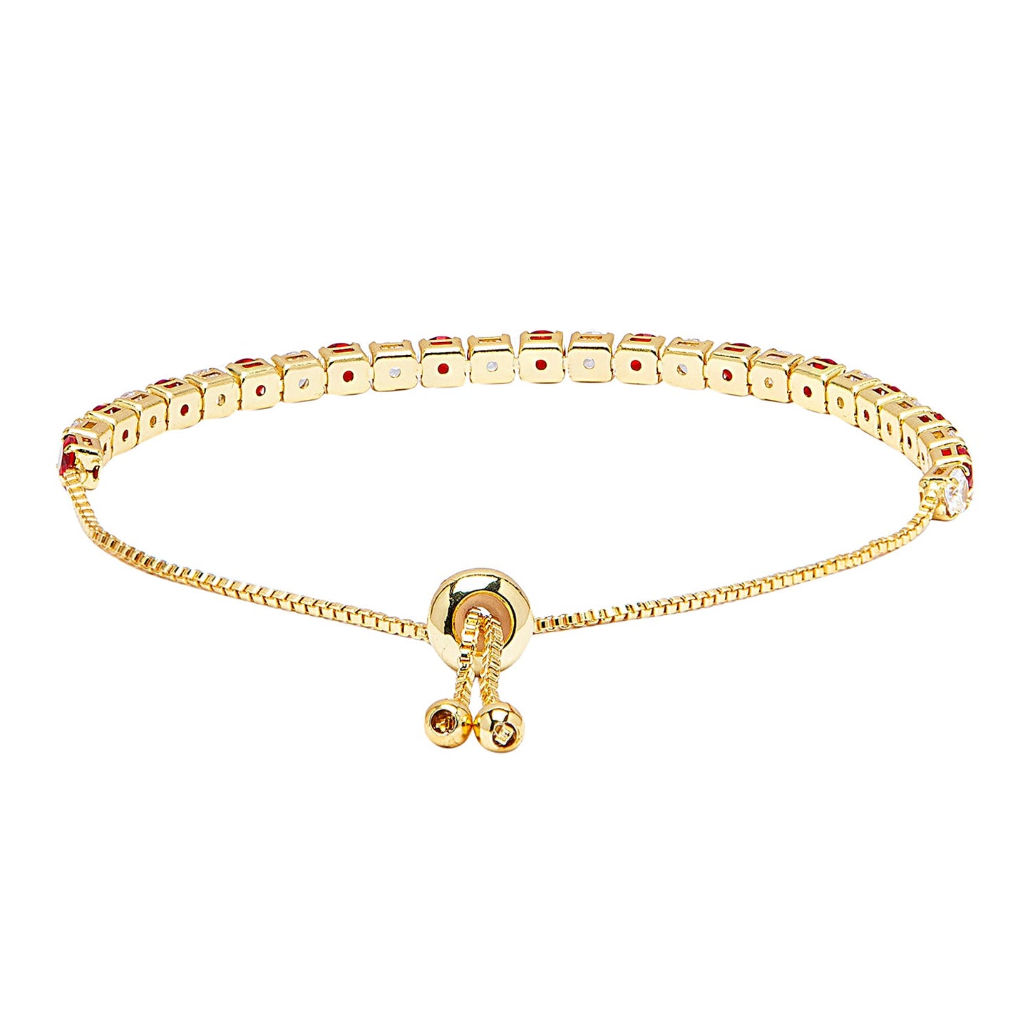 CZ Studded Gold Plated Designer Stylish and Latest Multicolour Adjustable Tennis Bracelet for Girls & Women (MD_3273_G)