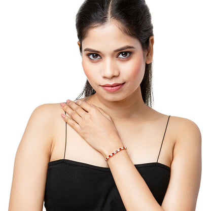 CZ Studded Gold Plated Designer Stylish and Latest Multicolour Adjustable Tennis Bracelet for Girls & Women (MD_3273_G)