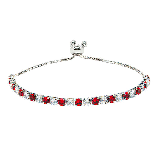 CZ Studded Silver Plated Designer Stylish and Latest Multicolour Adjustable Tennis Bracelet for Girls & Women (MD_3273_S)