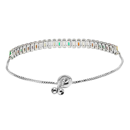CZ Studded Silver Plated Designer Stylish and Latest Multicolor Tennis Stone Bracelet for Girls & Women (MD_3274_S)