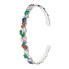 CZ Studded Silver Plated Designer Stylish and Latest Multicolor Tennis Stone Bracelet Kada for Girls & Women (MD_3275_S)