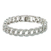 CZ and Crystal Studded Silver Plated Designer Stylish Cuban-Figaro Link Chain Bracelet for Women (MD_3276_S)