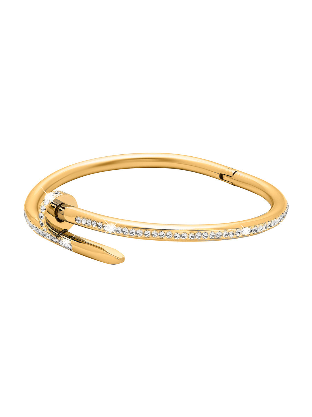 Gold Plated Valentine Special Hammer-Nail CZ Zircon Studded Lovers Bangle Bracelet for Women MD_3279_G