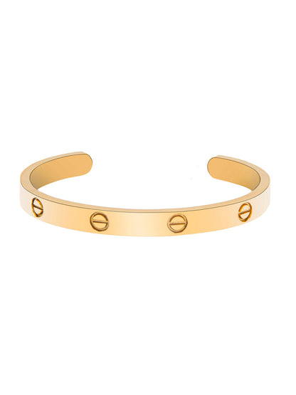 Gold Plated  (Unisex) Valentine Special Half-Round Lovers Bangle Bracelet for Women and Boys MD_3281_G